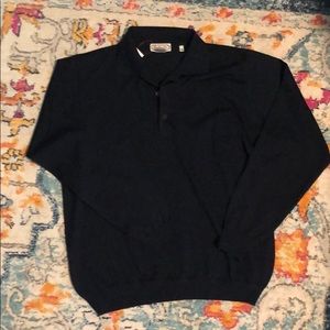 Navy 100% Wool Collared Sweater
